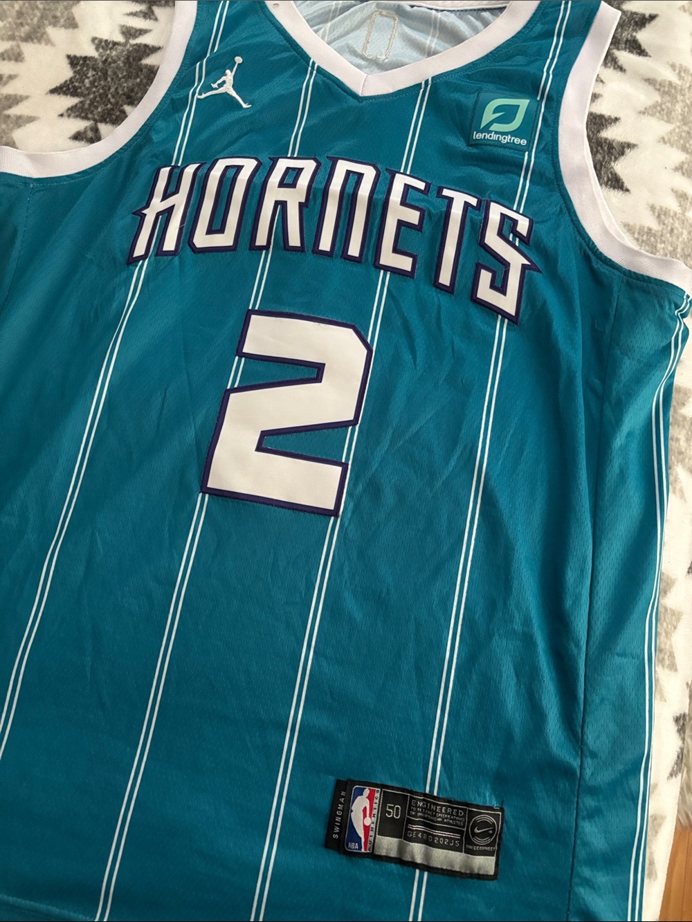 Jordan Hornets #2 Lamelo Ball Teal Basketball Jersey - Unbranded - Picture 2 of 4